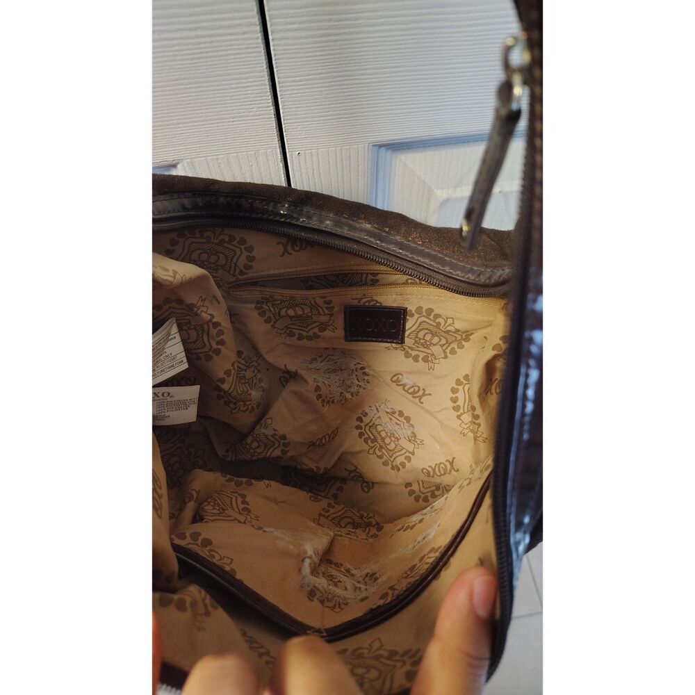Vintage Y2K XOXO Monogram Hobo Shoulder Bag – Distressed Metallic Bronze Brown - Picture 6 of 10
